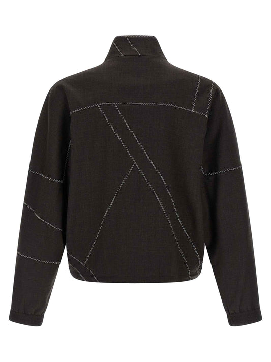 Brown Virgin Wool Full-Length Jacket