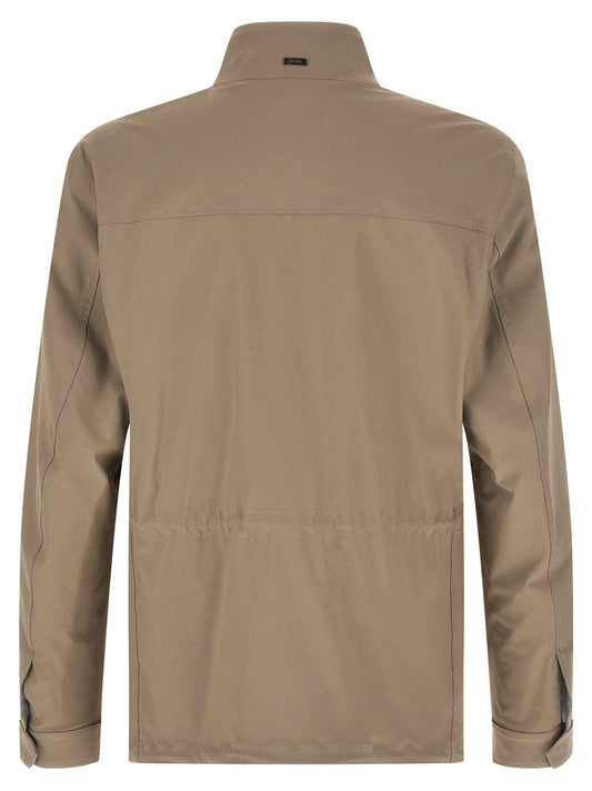 Beige Polyamide Full-Length Jacket