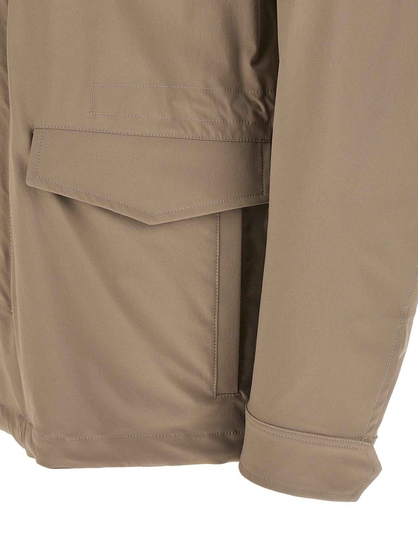 Beige Polyamide Full-Length Jacket
