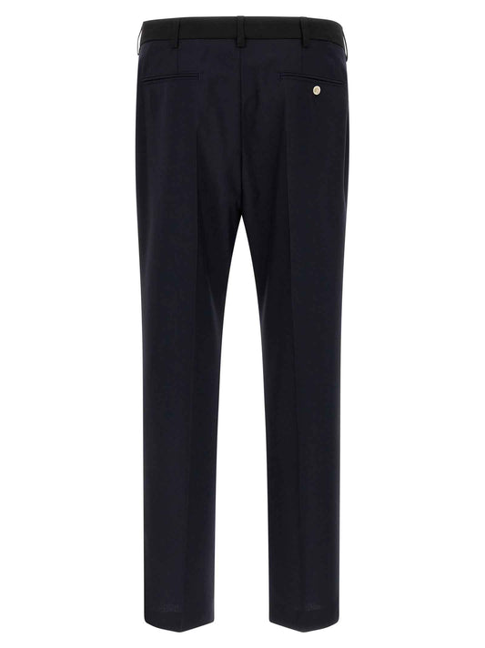 Blue Virgin Wool Casual Pants