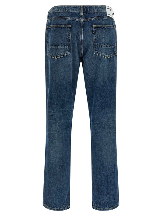 Blue Cotton Straight-Leg Jeans
