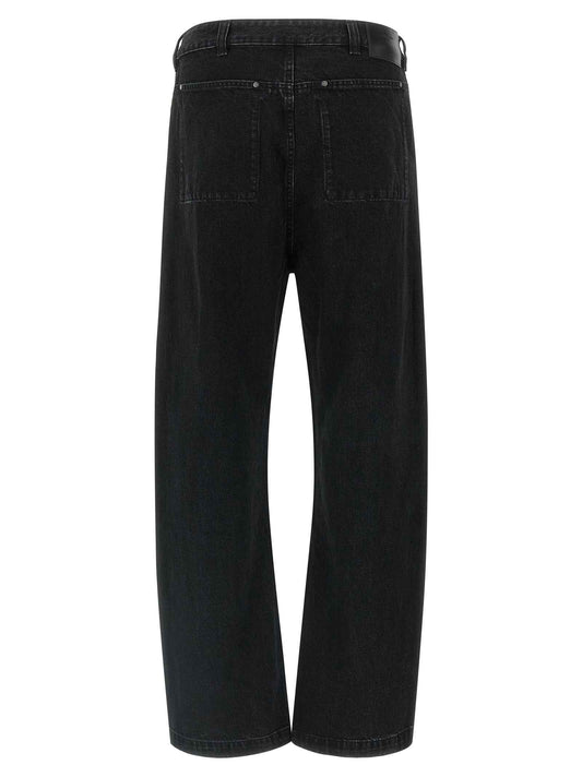 Black Cotton Straight-Leg Jeans