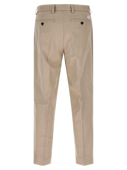 Beige Cotton Casual Pants