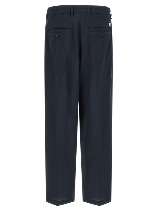 Blue Polyester Chino Pants