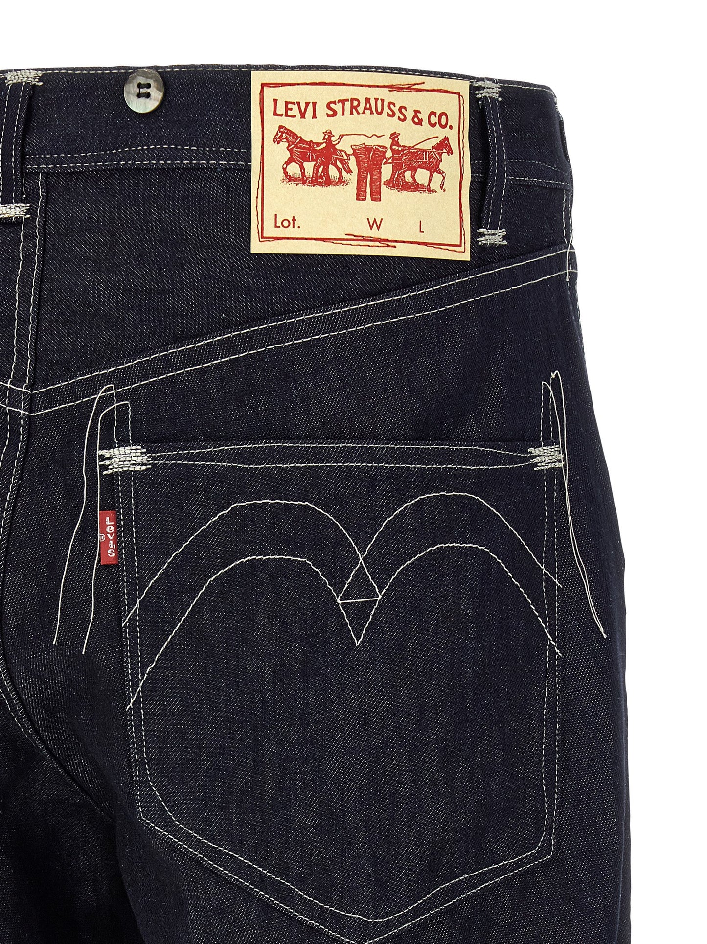 Blue Cotton Straight-Leg Jeans