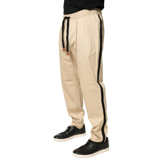 Beige Cotton Skinny Men Jogger Trouser Pants