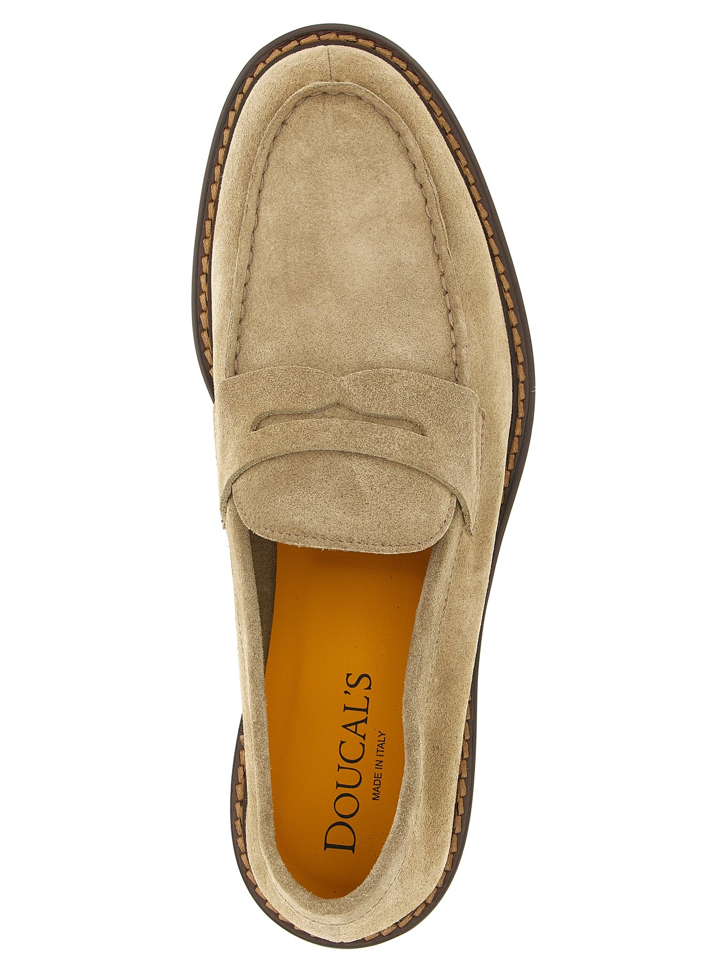Beige Calfskin Slip-On Loafers