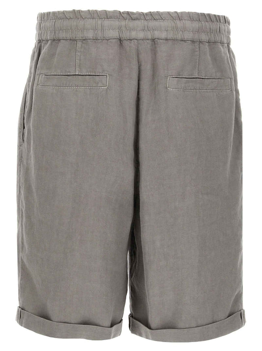 Gray Linen Bermuda Shorts