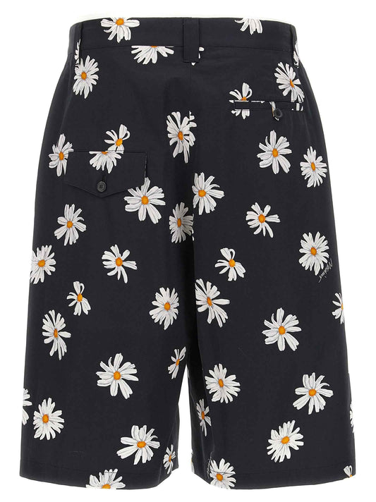 Black Cotton Bermuda Shorts