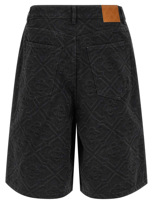 Black Cotton Bermuda Shorts