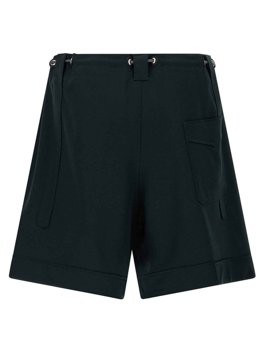 Bicolor Virgin Wool Bermuda Shorts