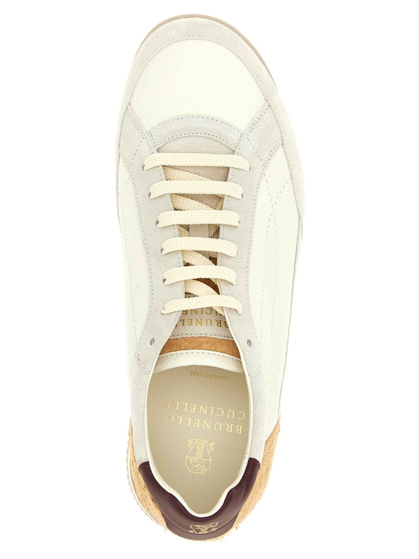 Beige Nubuc Leather Low Top Sneakers