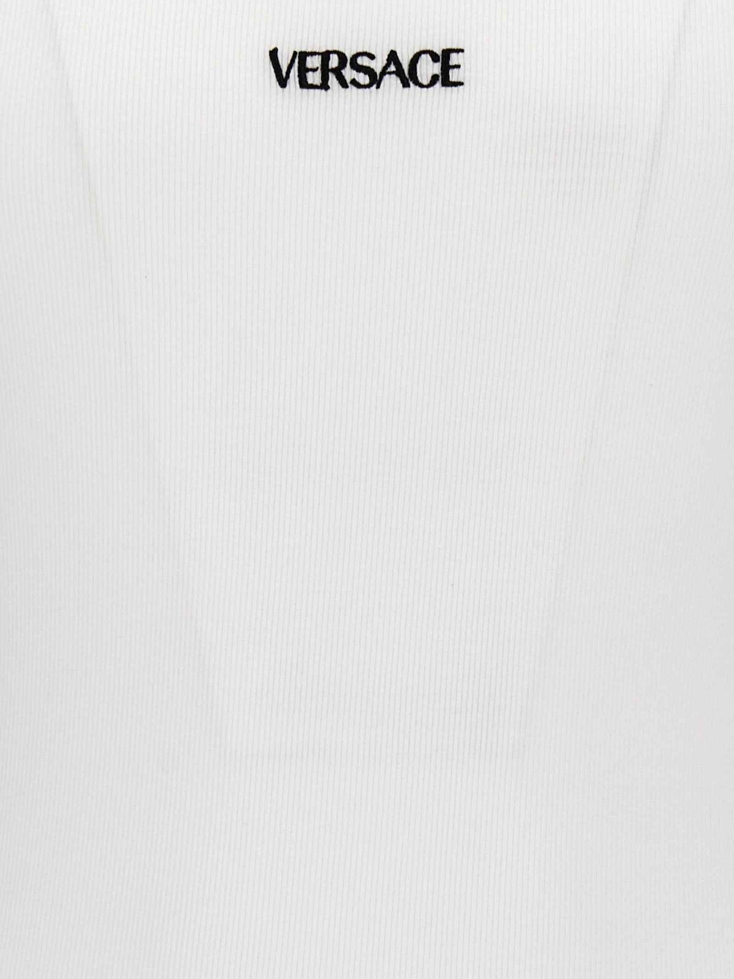 White Cotton Sleeveles T-Shirt