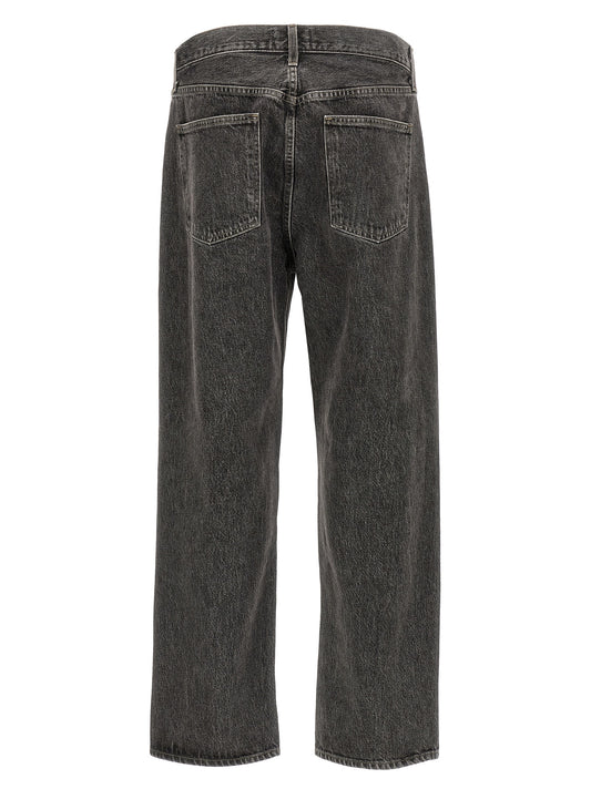 Gray Cotton Straight-Leg Jeans