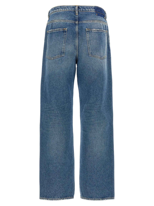 Blue Cotton Straight-Leg Jeans