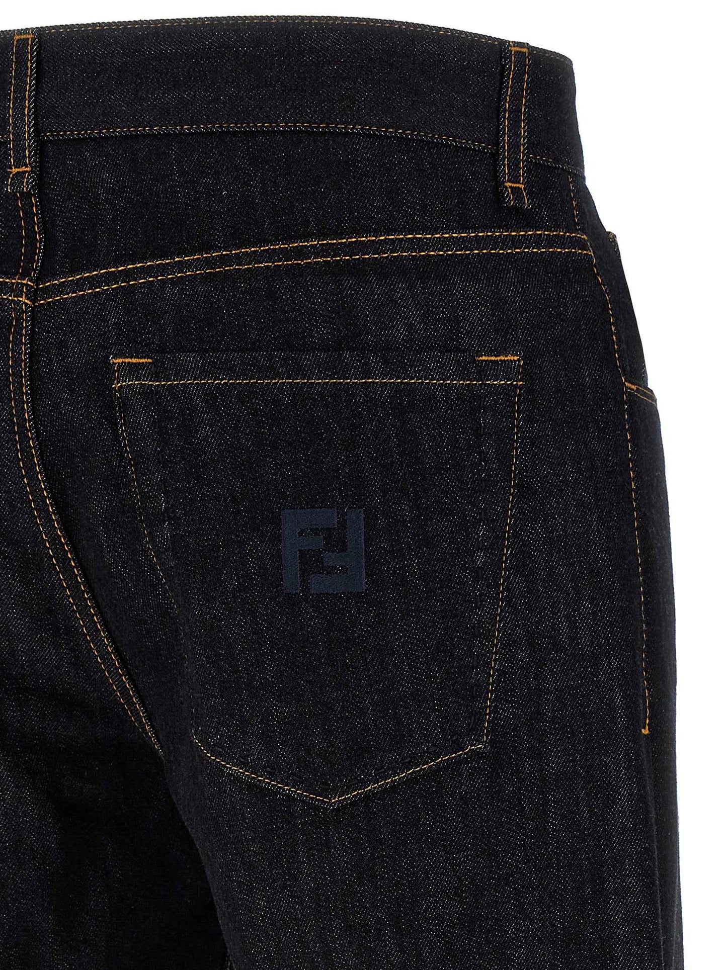 Blue Cotton Straight-Leg Jeans