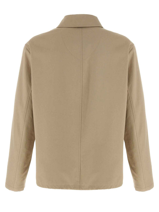 Beige Cotton Full-Length Jacket