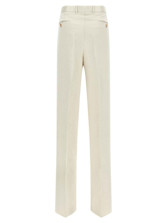 Beige Cotton Casual Pants