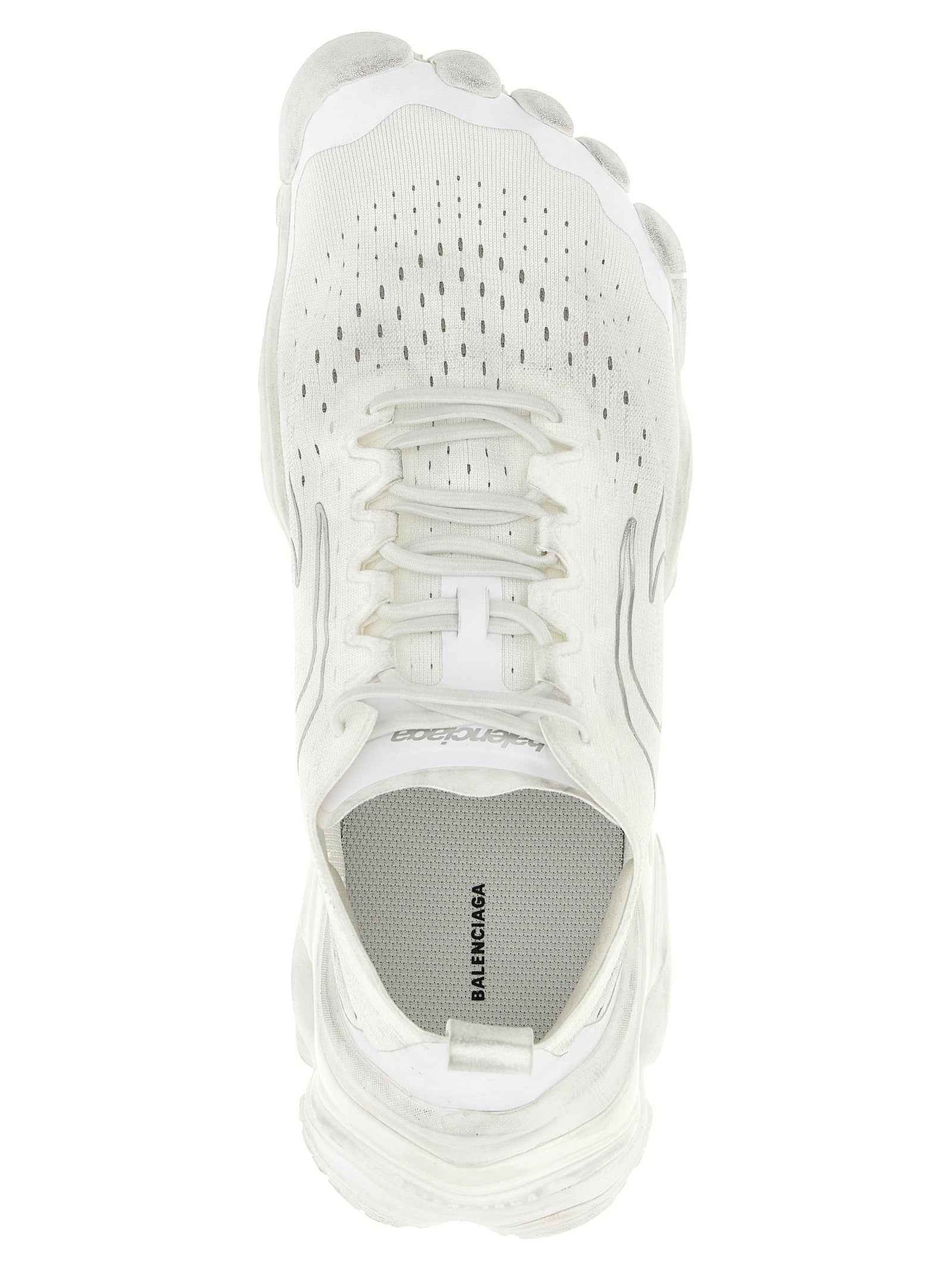 White Polyester Athletic Sneakers