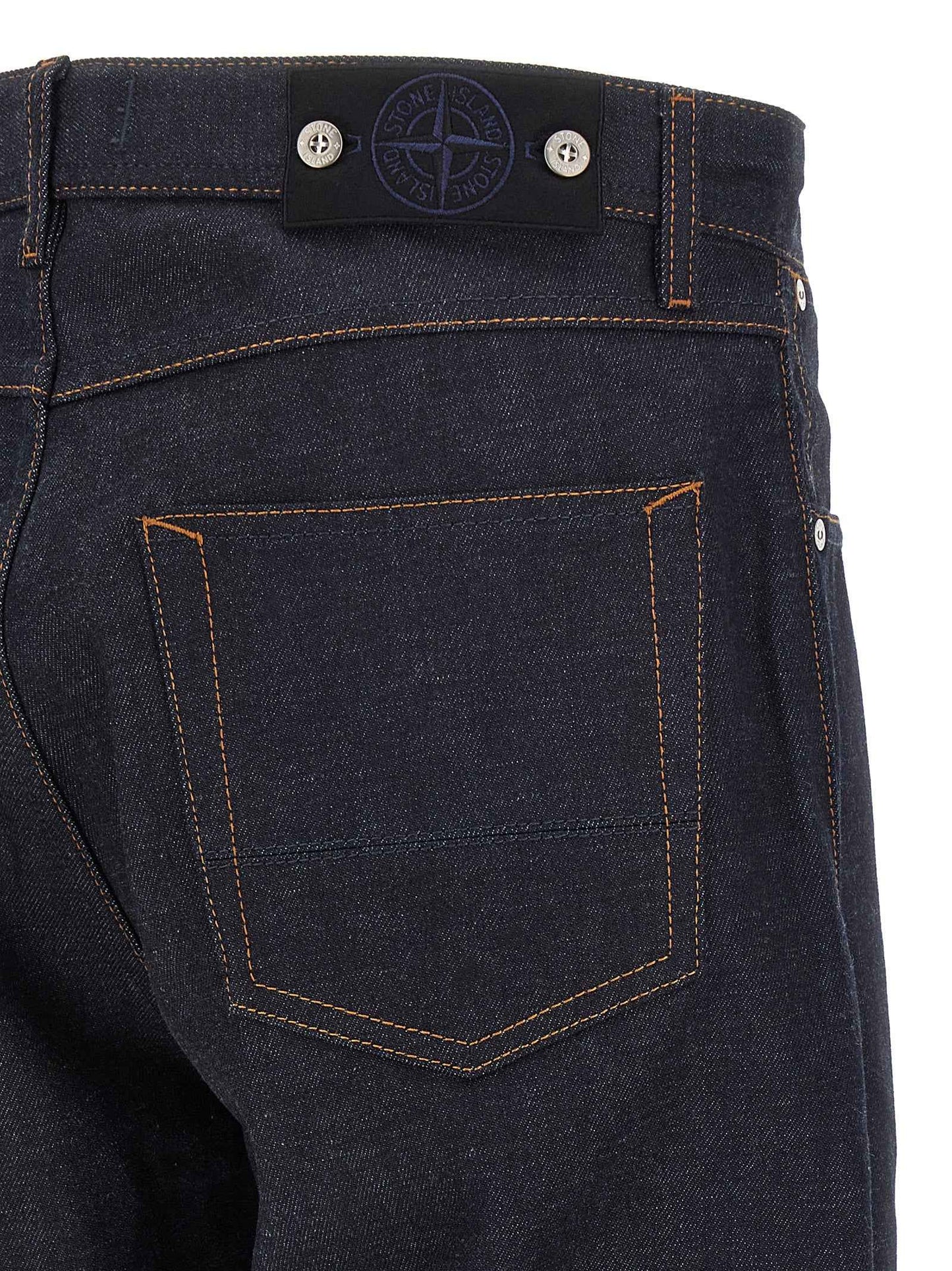 Blue Cotton Straight-Leg Jeans