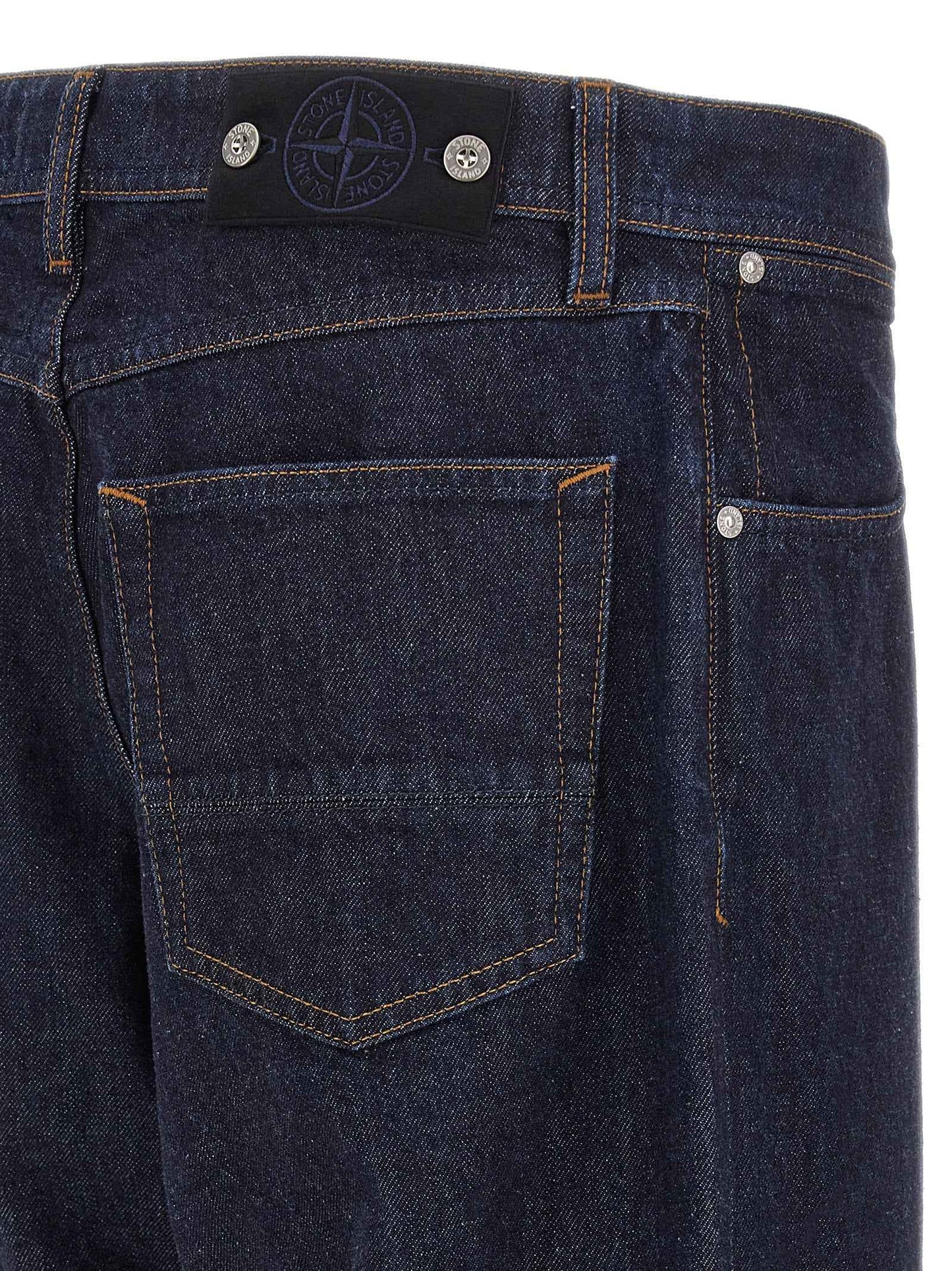 Blue Cotton Straight-Leg Jeans