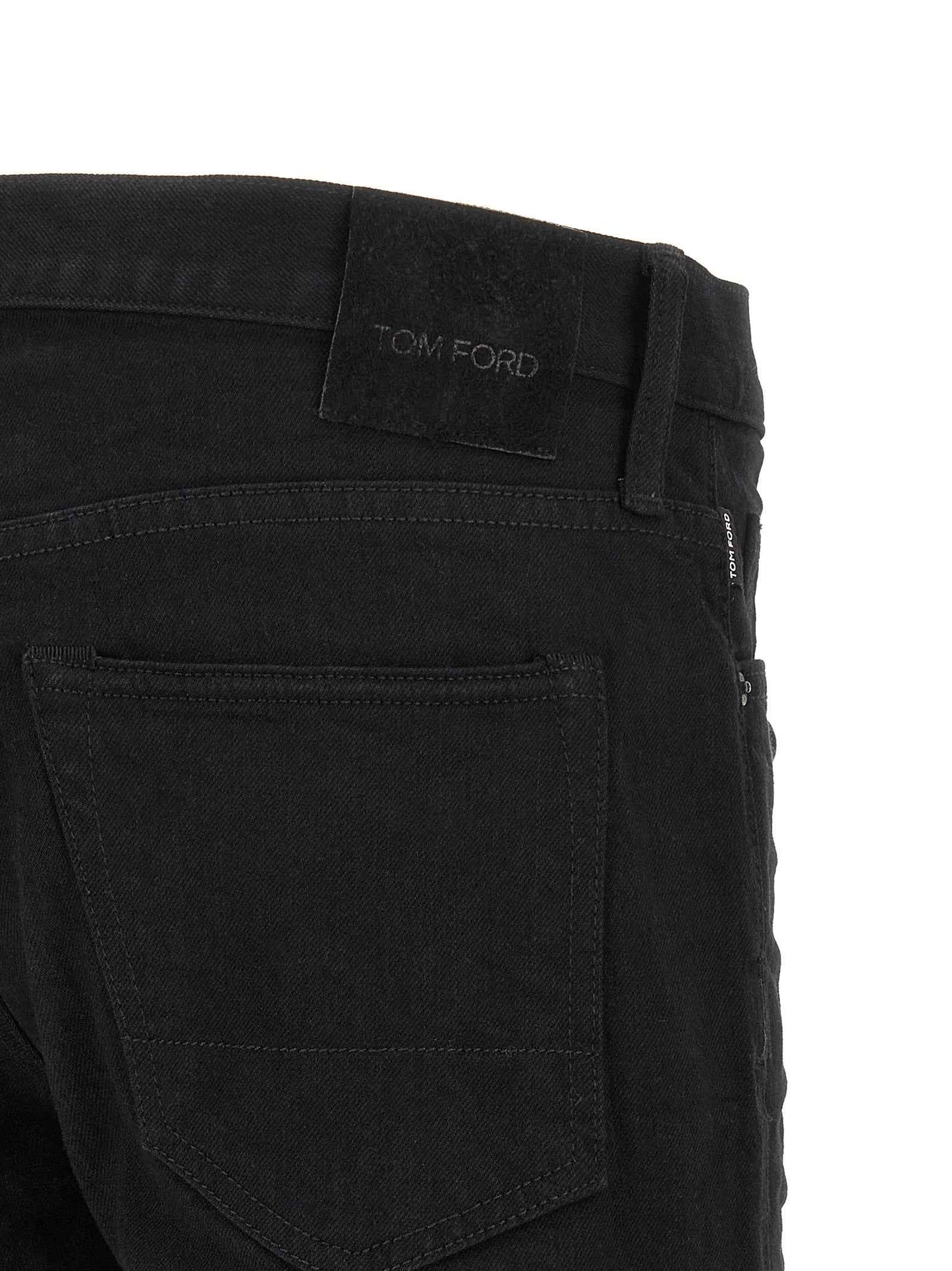 Black Cotton Straight-Leg Jeans