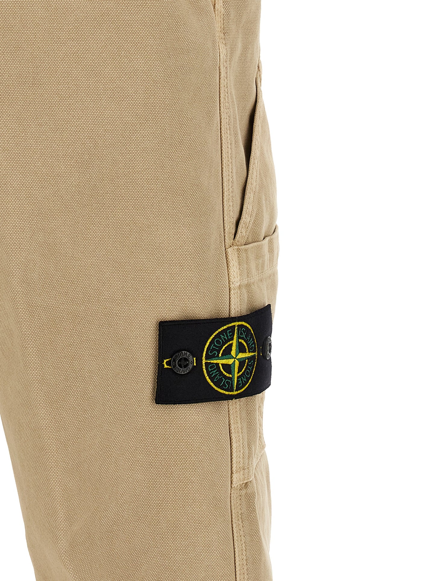 Beige Cotton Casual Pants