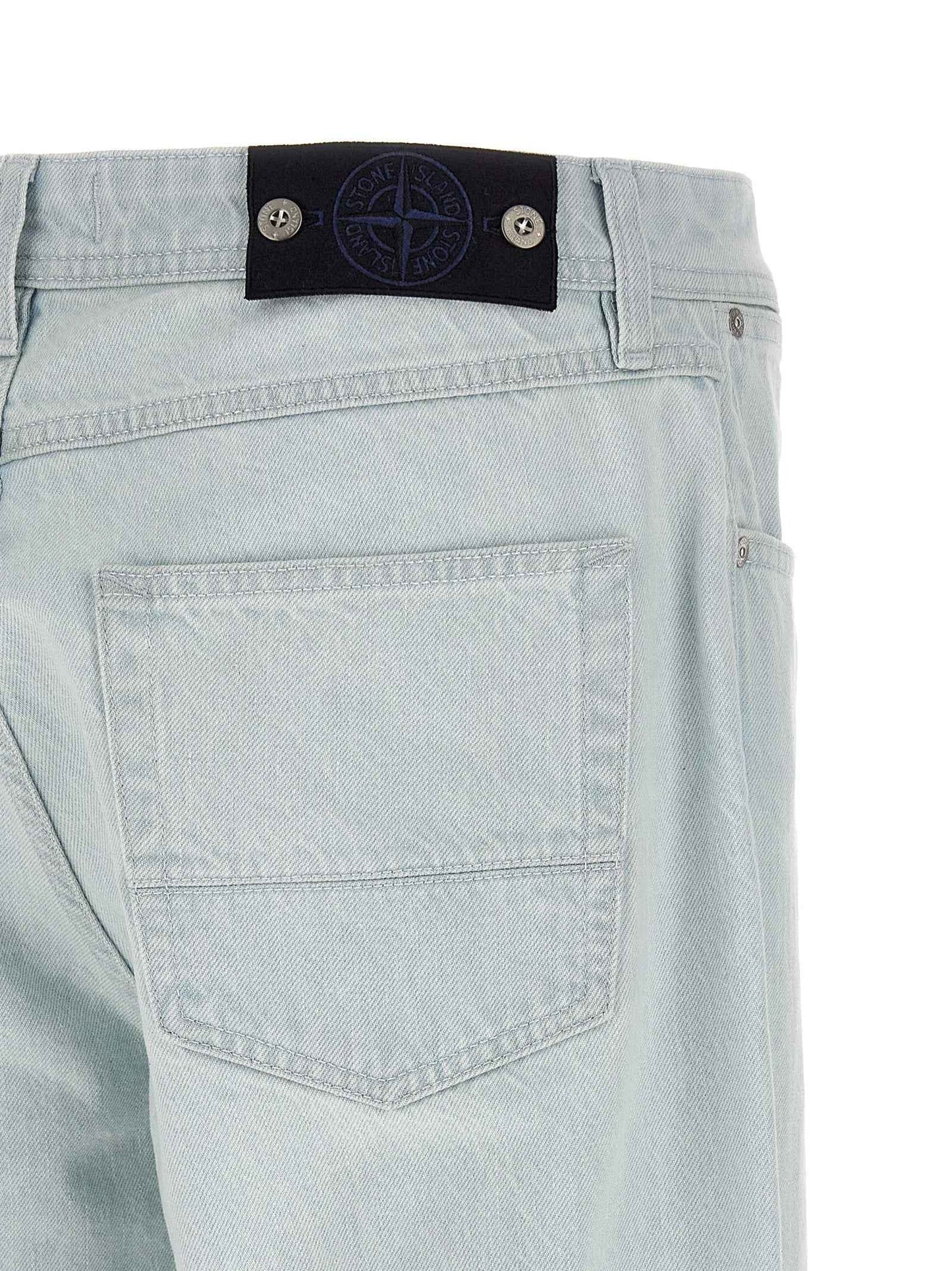 Blue Cotton Straight-Leg Jeans