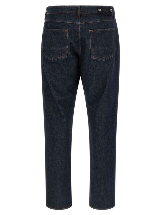Blue Cotton Straight-Leg Jeans