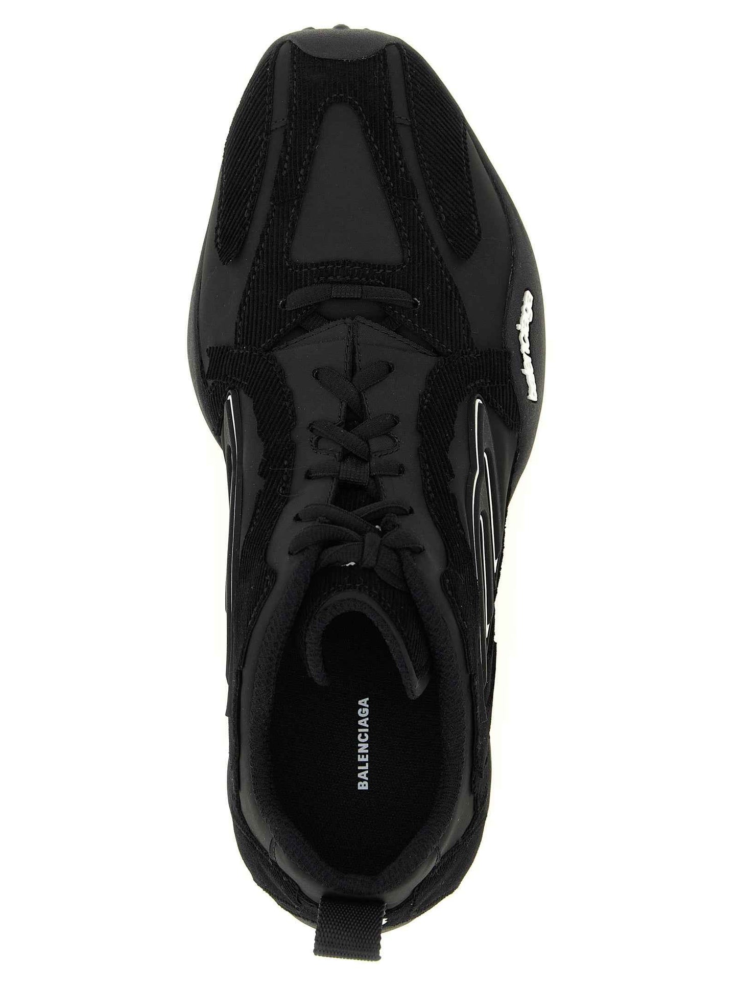 Black Polyester Athletic Sneakers
