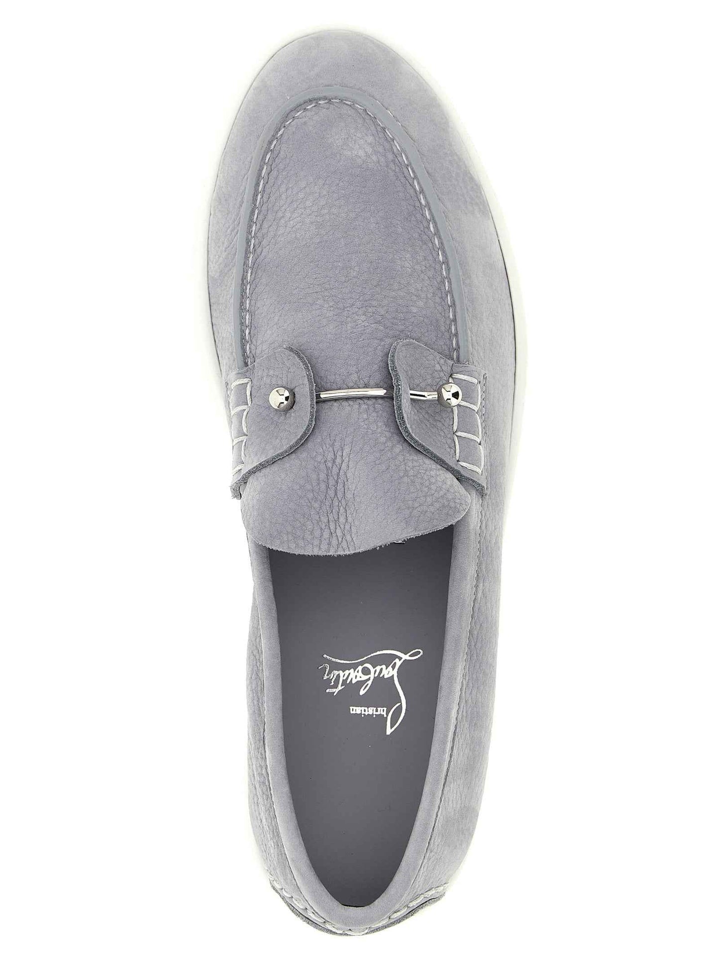 Gray Calfskin Slip-On Loafers