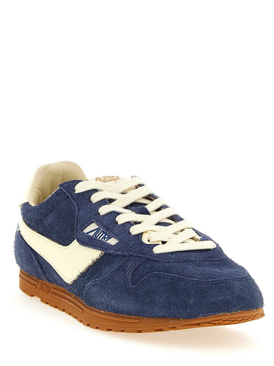 Blue Cowhide Athletic Sneakers