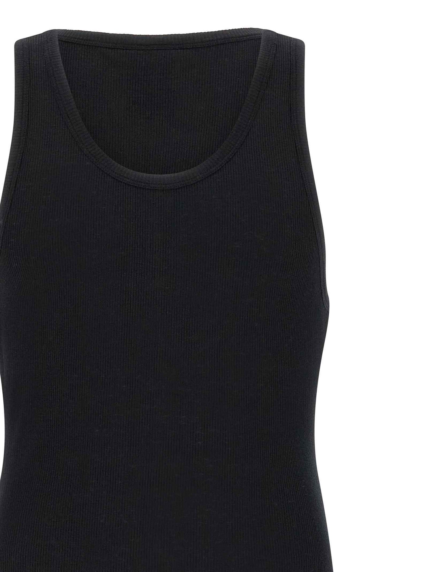 Black Cotton Sleeveles T-Shirt
