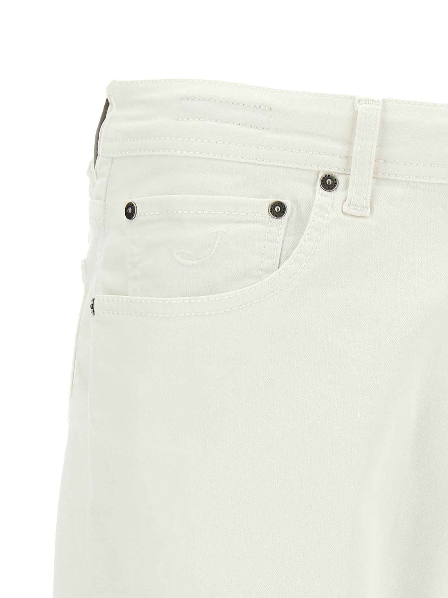 White Cotton Straight-Leg Jeans