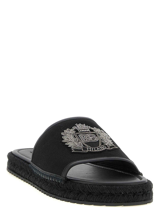 Black Cotton Slides