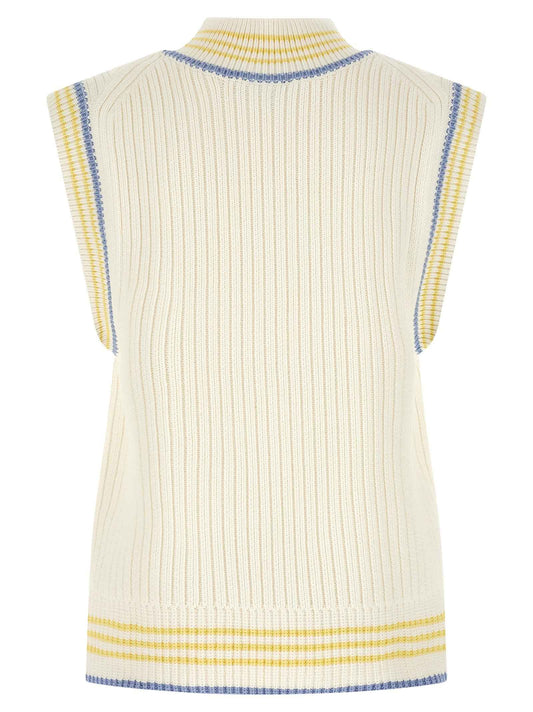 White Cotton Sleeveles Sweater