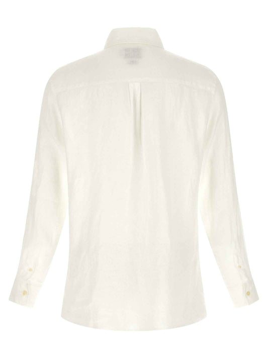 White Linen Polo Shirt