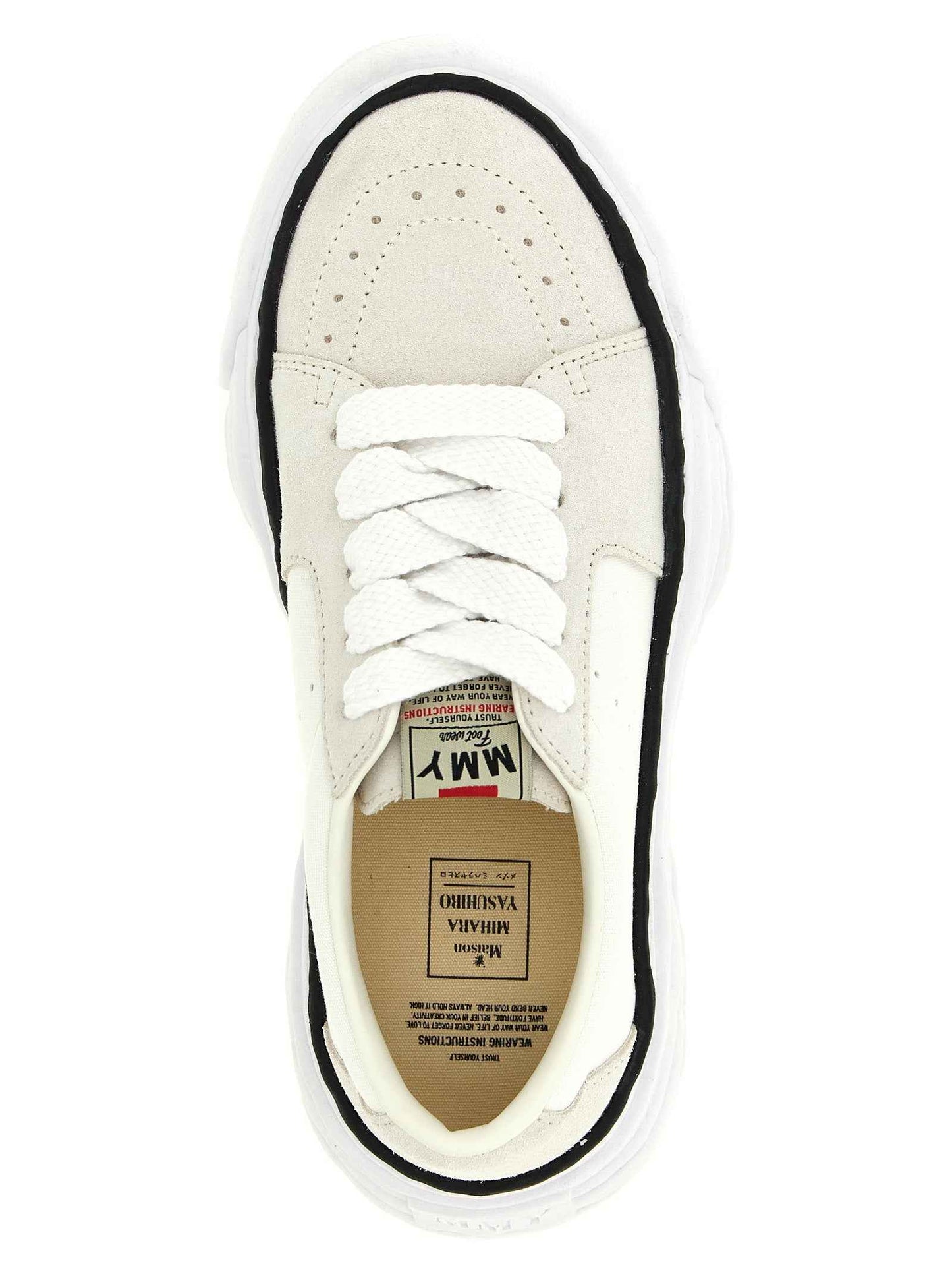 White Cowhide Platform Sneakers