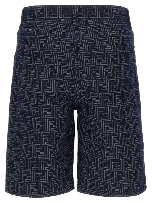 Blue Cotton Bermuda Shorts