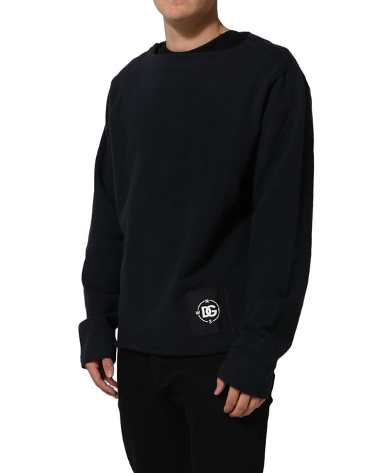 Dark Blue Logo Cotton Sweatshirt Sweater