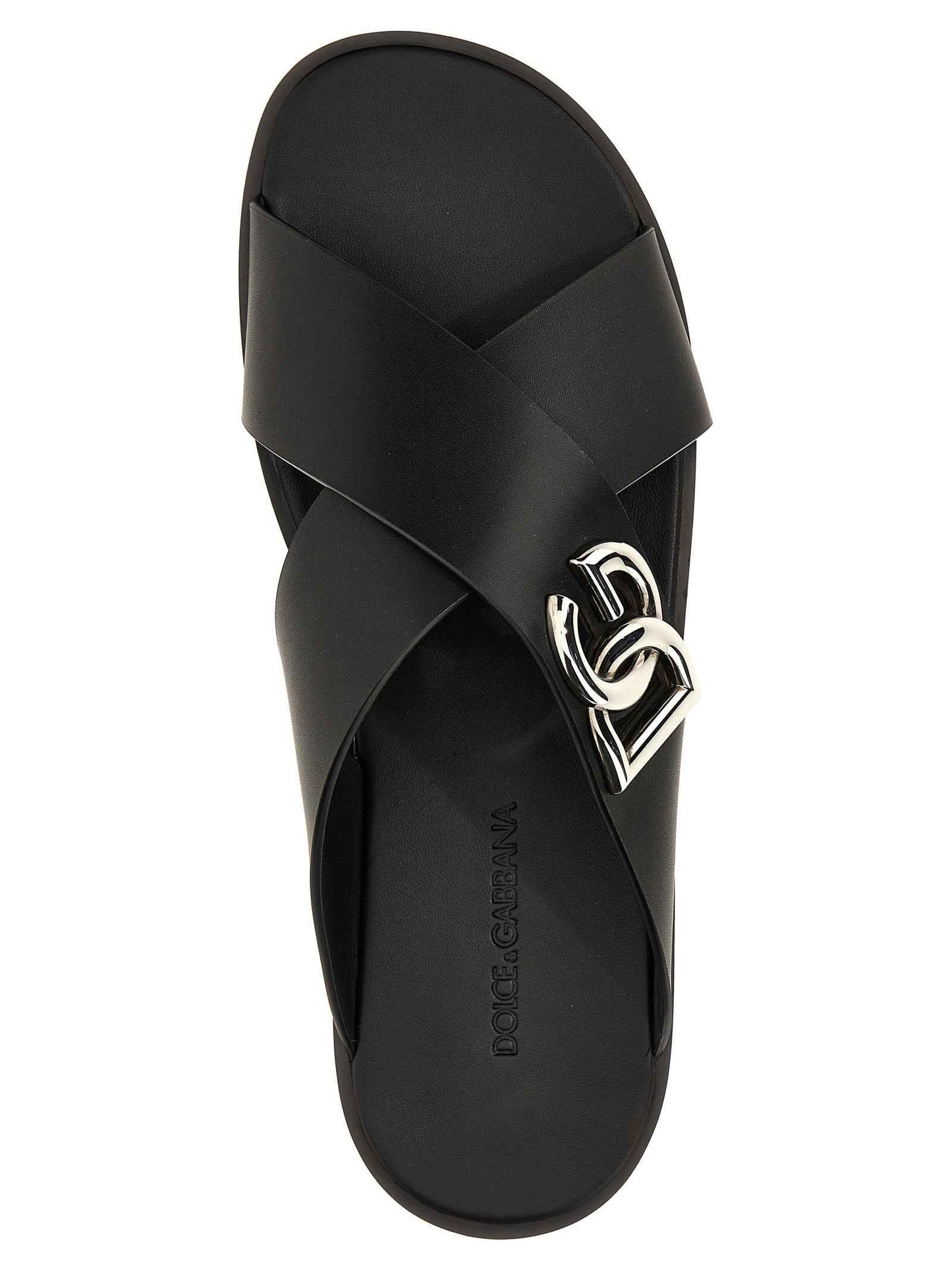 Black Calfskin Slides