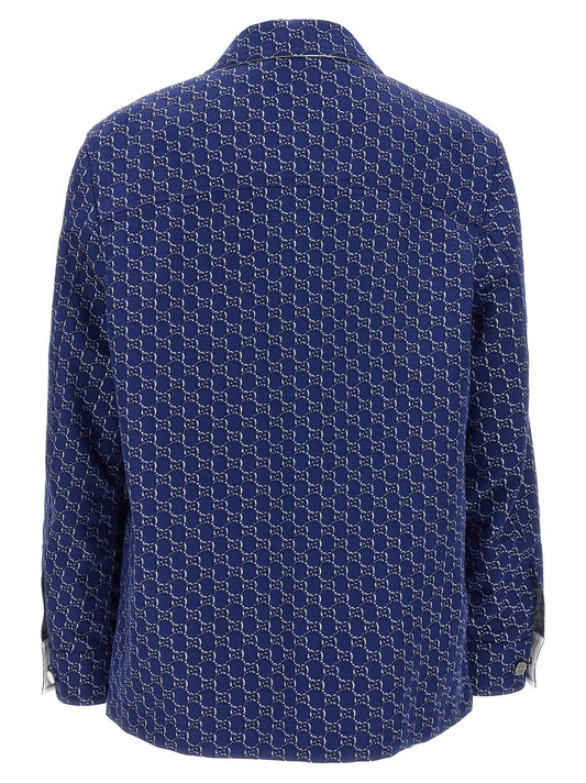 Blue Cotton Biker Jacket