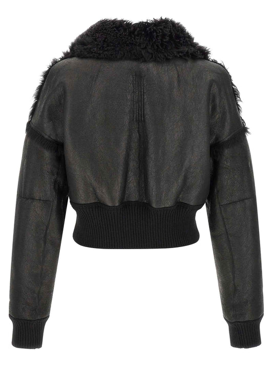 Black Lamb Fur Leather Jacket