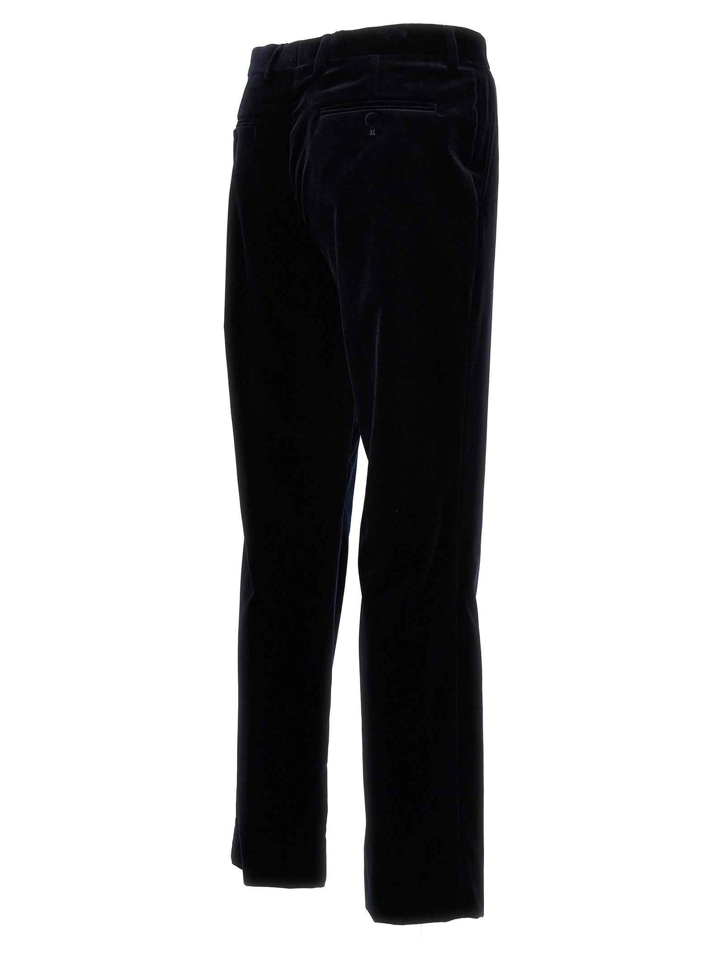 Blue Cotton Casual Pants