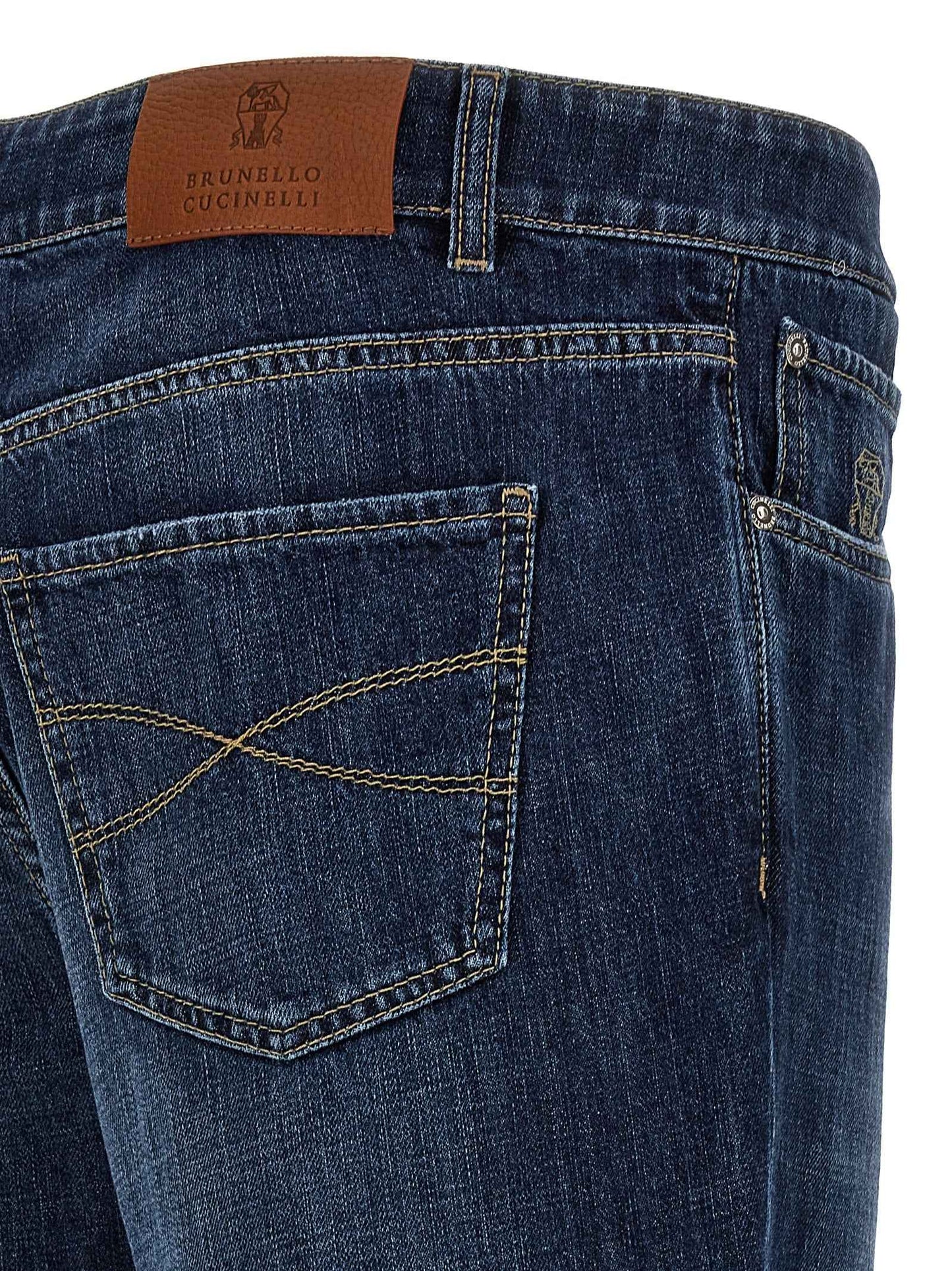 Blue Cotton Straight-Leg Jeans