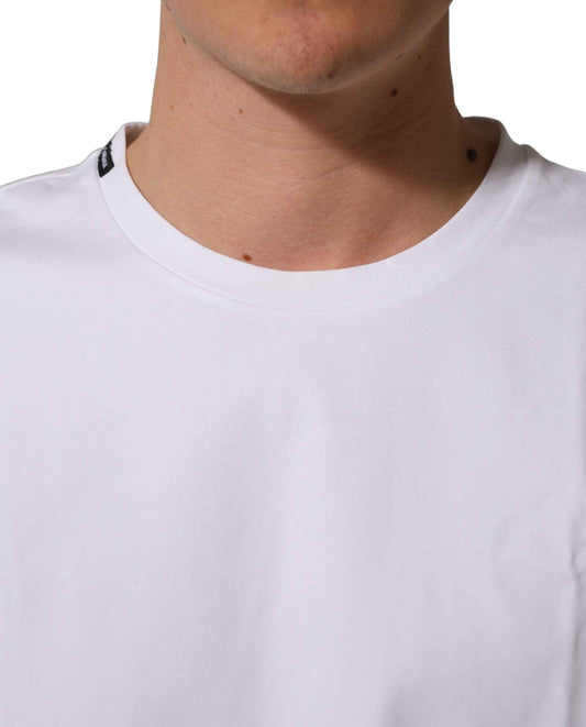 White Cotton Short Sleeves Crew Neck T-shirt