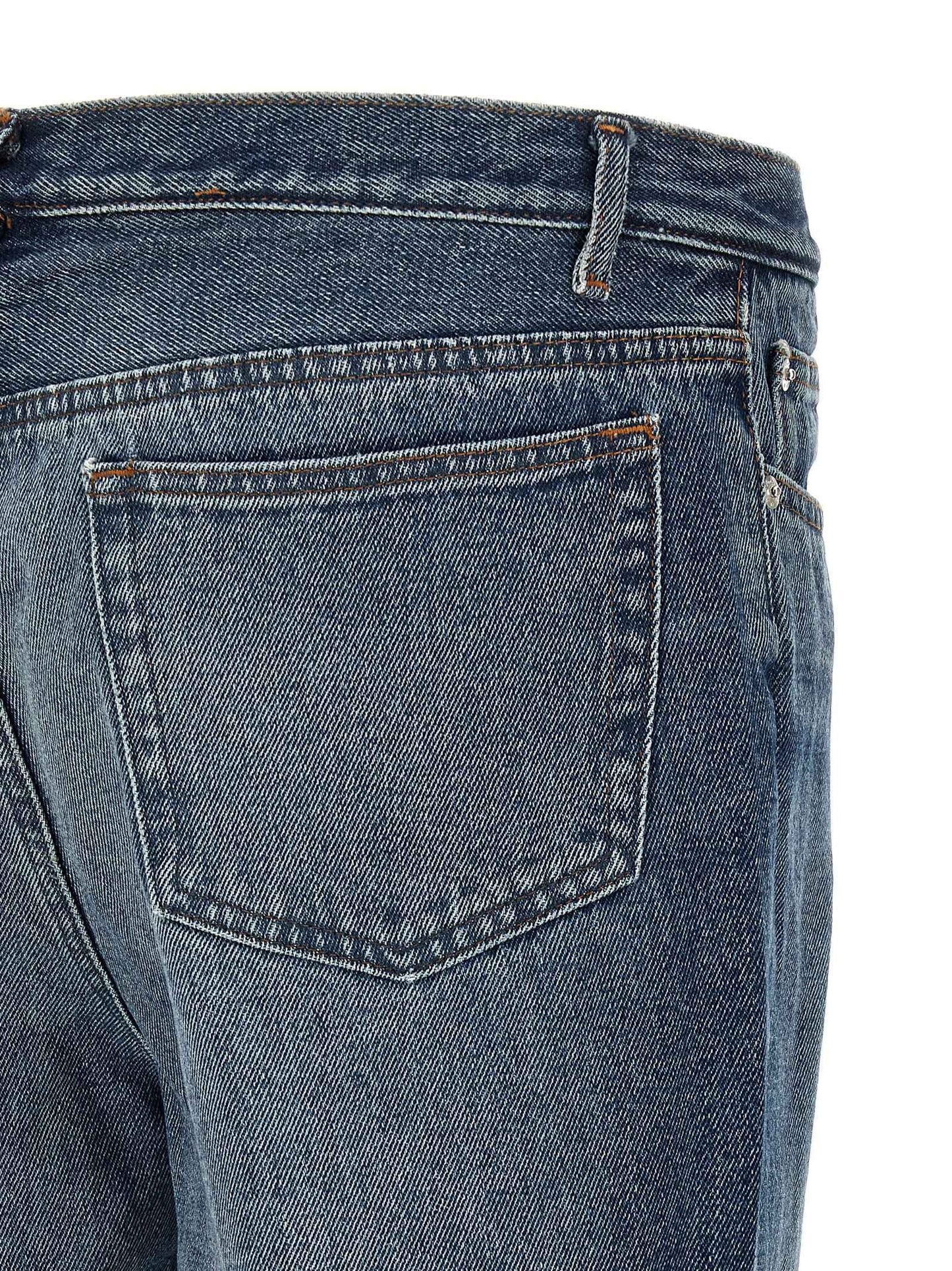 Blue Cotton Straight-Leg Jeans