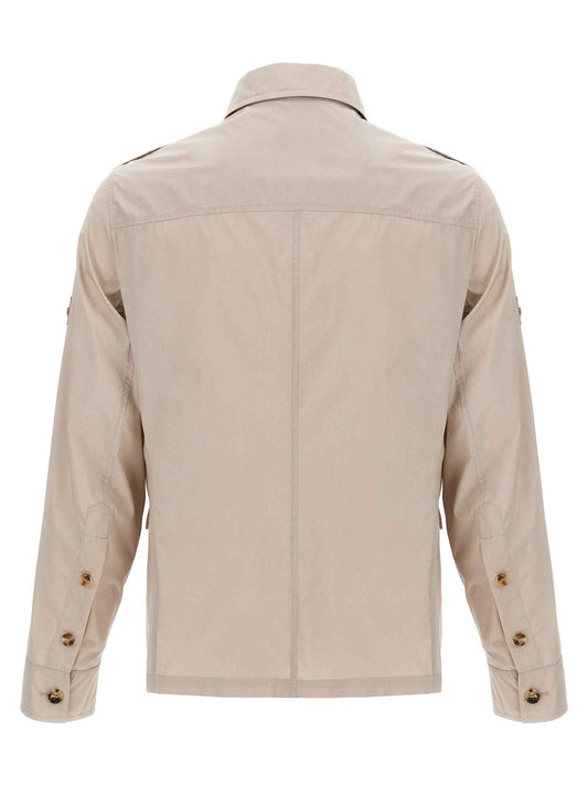 Beige Cotton Full-Length Jacket