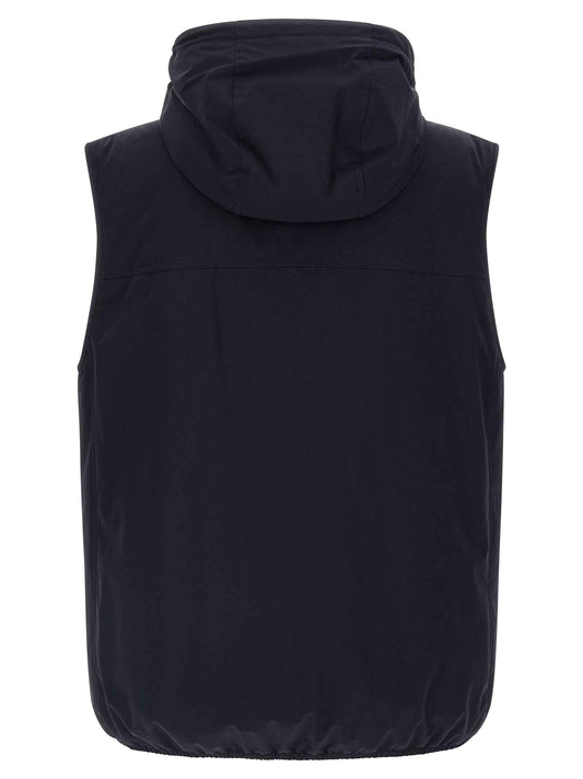 Blue Polyamide Sleeveless Jacket