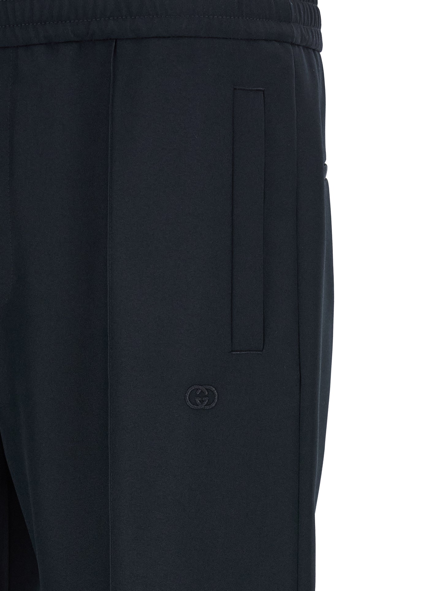 Blue Polyester Casual Pants